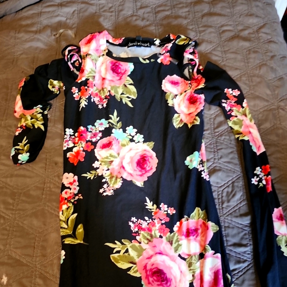 Flower printed derek heart dress